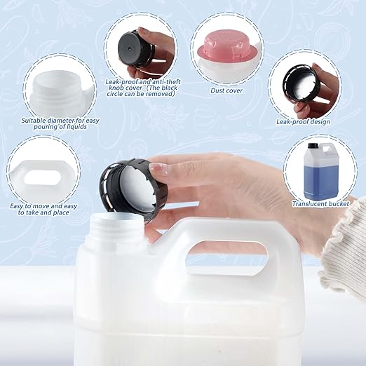 12 Pcs 1 Gallon Plastic Jug with Lids Square Empty Storage Containers HDPE Carboy Plastic Jar Containers for Water Beverage Oil Liquids (Translucent Color)