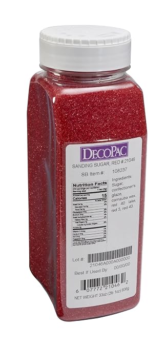 DecoPac Sanding Sugar | Red Edible Sugar Sprinkles | 33oz | Edible Sanding Sugar in Handheld Container | Made In USA | Sugar Sprinkle Mix For Cakes, Cupcakes, Cookies, Extra Large Pack | 33 Ounce - Red - Image 2