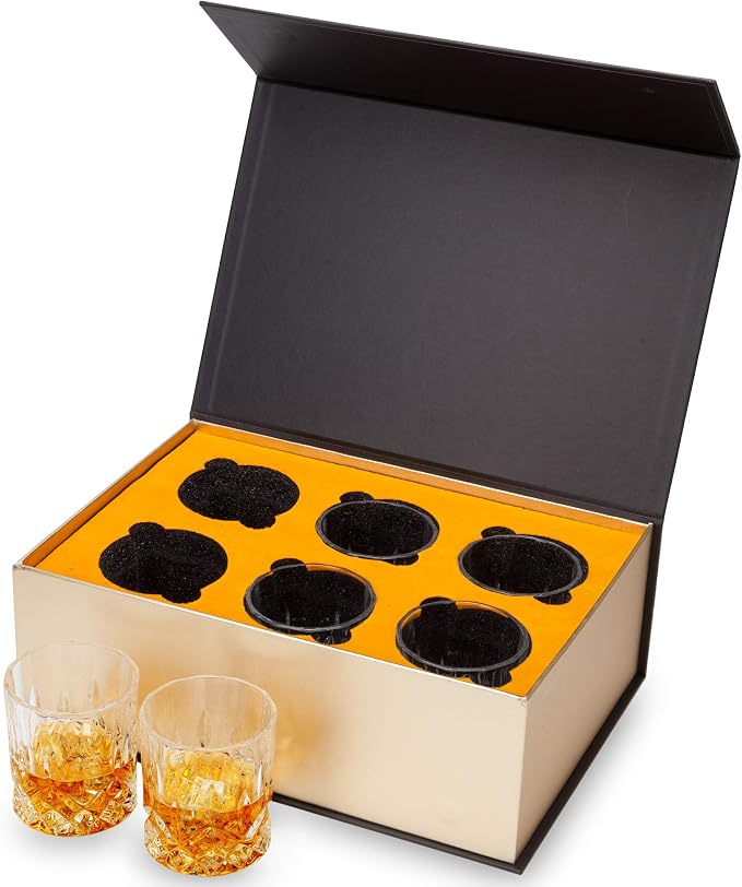 KANARS Whiskey Glasses Set of 6 with Elegant Gift Box for Liquor Scotch Rum | 10 Oz Premium Old Fashioned Crystal Glass Tumbler Bourbon Gifts for Birthday Thanksgiving Christmas Housewarming - Image 2