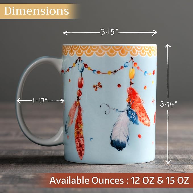 Maison d' Hermine Coffee Mug with Handles Tea Cups (12 Ounce, Pack of 1) | Fine Bone China Coffee Mugs for Hot Beverages Cappuccino Latte Home Restaurant Hotel Spring Summer -Ibiza - Blue - Festival - Image 4