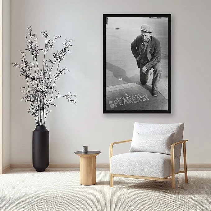UXCBIA This Way to Speakeasy, Vintage Black And White, Alcohol Prohibition Poster Canvas Poster Bedroom Decor Sports Landscape Office Room Decor Gift Black Frame 08x12in(20x30cm) - Image 7