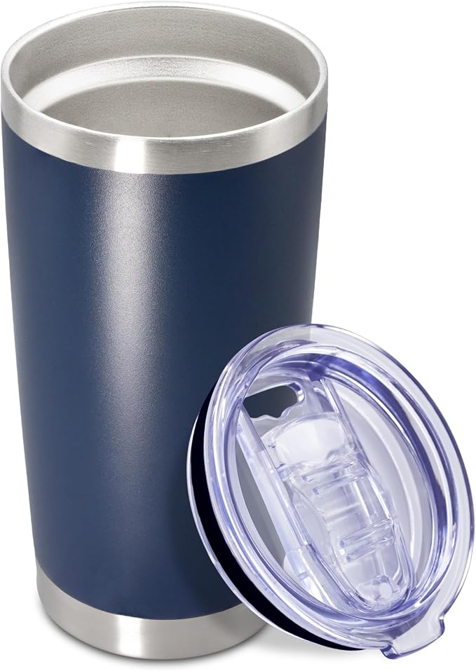 20oz Tumbler Insulated Coffee Tumblers with Lid Stainless Steel Navy 1P | 20 oz Tumblers Double Wall Insulated Vacuum 20oz Coffee Mug Leak Proof Tumblers with Lid Powder Coated - Navy 1 Pack by AEPDTD