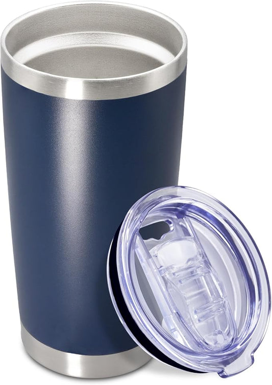 20oz Tumbler Insulated Coffee Tumblers with Lid Stainless Steel Navy 1P | 20 oz Tumblers Double Wall Insulated Vacuum 20oz Coffee Mug Leak Proof Tumblers with Lid Powder Coated - Navy 1 Pack by AEPDTD