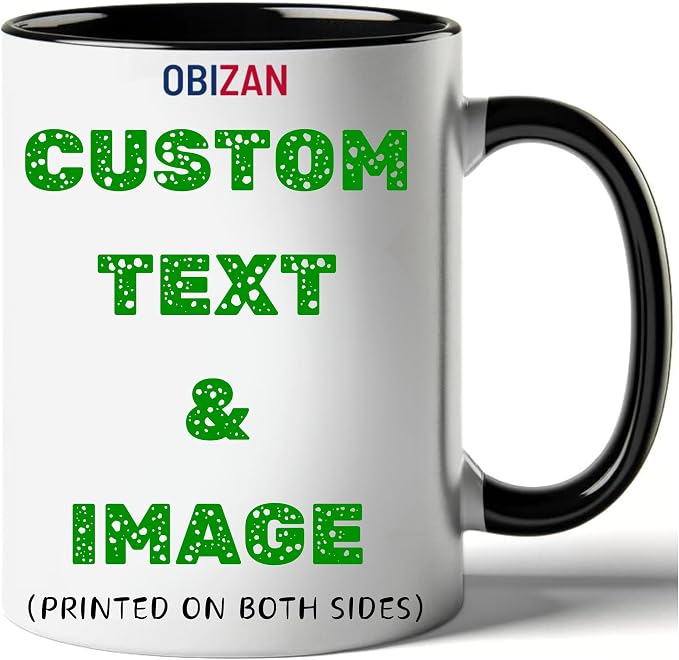 Custom Coffee Mug with Photo, Text, or Logo | Personalized Ceramic Mug 11oz | Customizable Gift for Men, Women | Unique Gift for Birthdays, Holidays, Christmas | White - Black - Image 2