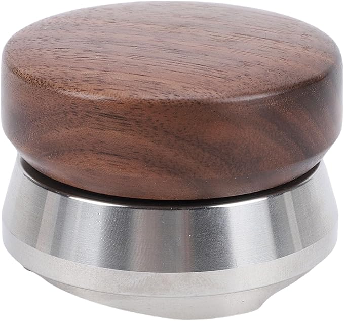 HEEPDD 53mm Coffee Distributor Tamper Adjustable Coffee Leveler Coffee Leveling Tool with Stainless Steel Base Walnut Wood Handle for Single Head Coffee Machine
