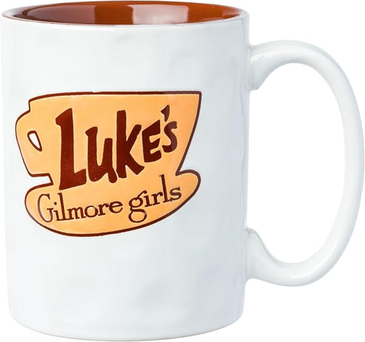 Silver Buffalo Gilmore Girls Diner, Wax Resist Ceramic Pottery Mug, 17oz | Luke's Logo, Sign, 0.5 Liters by SilverBuffalo
