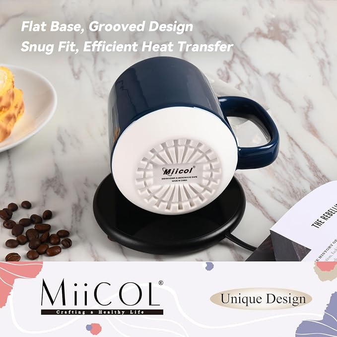 Miicol Ceramic Coffee Mug, 16 oz Large Coffee Cup, Tea Mug with Handle, Flat Bottom Mug for Men, Women, Office, Microwave and Dishwasher Safe, Multi-Color, Deep Ocean Blue - Image 6