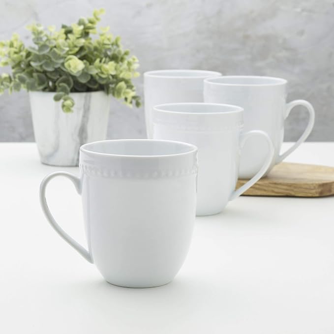 Everyday White Beaded Set of 4 Mugs, 14 ounce - Image 6