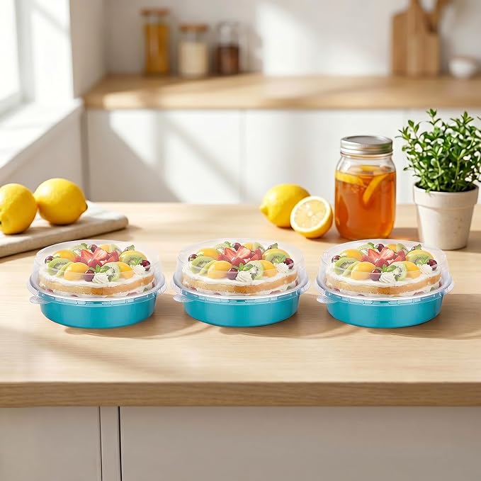 Beasea Disposable Mini Pie Tins with Lids, 120 Pack 7.3oz Blue Green Aluminum Foil Ramekins Small Pie Tart Tin Pans Cake Baking Cups Round Individual Tart Cheesecake Containers for Party Wedding - Image 7