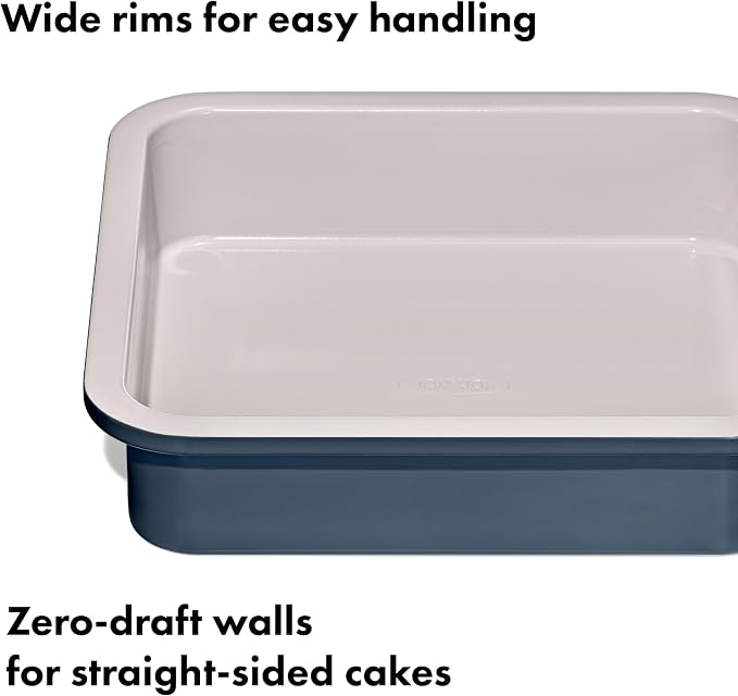 OXO Good Grips Non-Stick Pro Ceramic Coated Metal Bakeware 9” Square Cake Pan – Storm Blue - Image 5