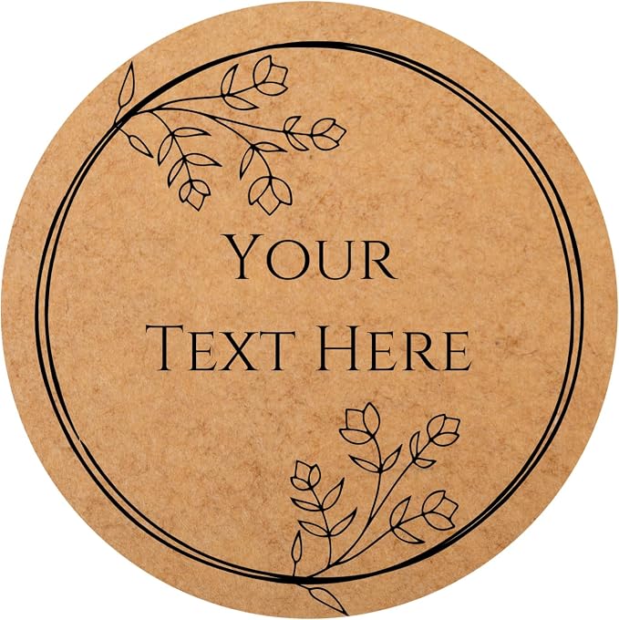 100-1000 Pcs Kraft Custom Sticker Labels Round Customized Labels Wreath Designs Personalized Stickers for Food Jars Gift Essential Oil Bottles Storage Bins(Kraft Paper 8) by Unknown
