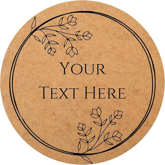 100-1000 Pcs Kraft Custom Sticker Labels Round Customized Labels Wreath Designs Personalized Stickers for Food Jars Gift Essential Oil Bottles Storage Bins(Kraft Paper 8) by Unknown