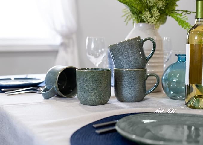Elanze Designs Glossy Reactive Glaze Large 17 Fluid Ounce Everyday Kitchen Food Grade Ceramic Stoneware Coffee Mug Cup with Comfort Curved Handles, Set of 4, Ocean Teal Blue - Image 6