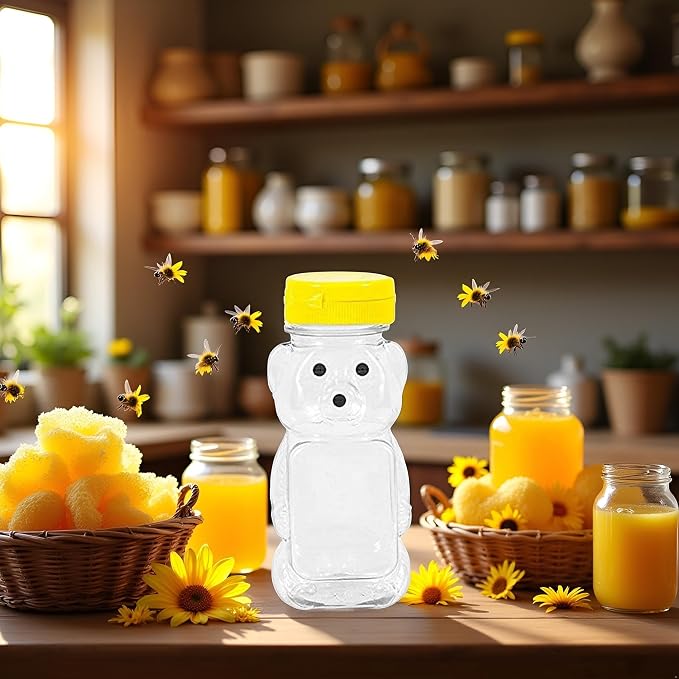 Yellow 8 Oz Plastic Bear Honey Bottle Jars, Empty Honey Squeeze Bottle with Flip-top Lid for Storing and Dispensing, Yellow Flap Caps for Storing and Dispensing Garlic Presses,Storage and Organization - Image 4