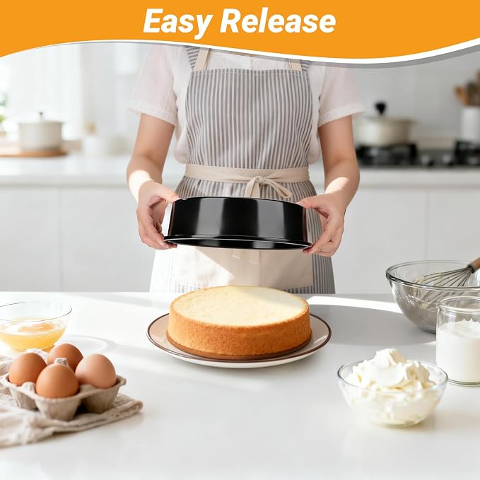 Beasea 10 Inch Cake Pan Set of 3, Large Carbon Steel Round Cake Pans for Baking, Heavy Duty Large Cheesecake Mold Tin Bakeware for Birthday Party Wedding - Image 5