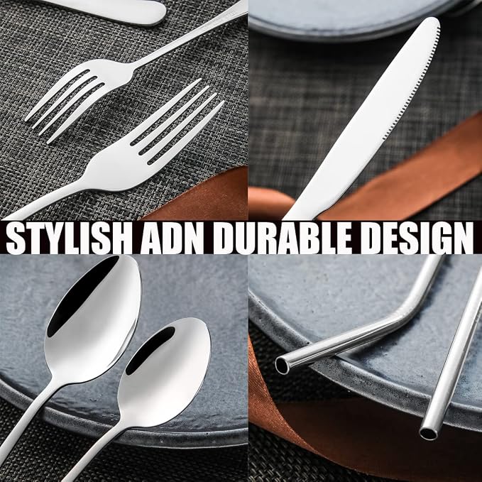 84 Pieces Silverware Service for 12 Flatware Set Stainless Steel Utensils Cutlery Set Dishwasher Safe - Image 3
