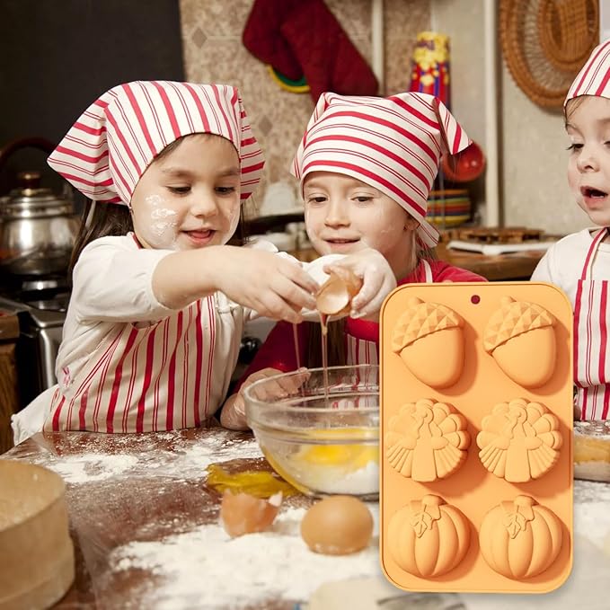 2 Pcs Chocolate Silicone Molds Autumn Hazelnut Pumpkin Chocolate Molds Thanksgiving Turkey Silicone Mold for Home Cake Baking Fondant Clay Soap Ice Cube DIY Decoration