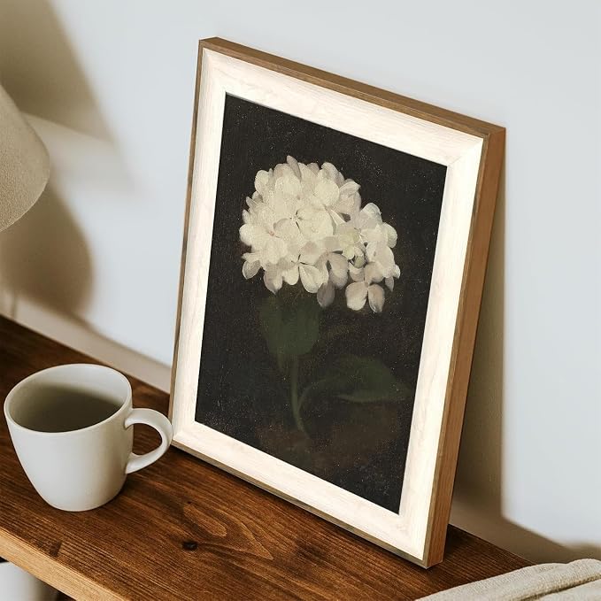 XOCUUI Unframed Vintage Wall Art for Living Room, Flowers Painting Canvas Prints Shelf Decor for Kitchen, Aesthetic Bedroom Wall Art, Christmas Gifts for Friends or Family (White Hydrangea 11"x14") - Image 9