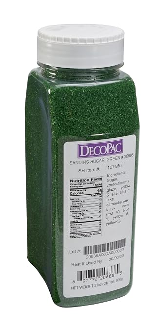 DecoPac Sanding Sugar | Green Edible Sugar Sprinkles | 33oz | Edible Sanding Sugar in Handheld Container | Made In USA | Sugar Sprinkle Mix For Cakes, Cupcakes, Cookies, Extra Large Pack | 33 Ounce - Green - Image 2