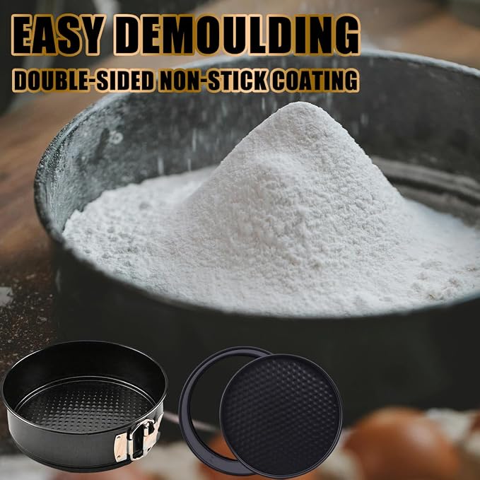 214PCS Round Cake Pan Sets for Baking Cake Decorating Supplies: 4 Non-Stick Springform Pans Set (4, 7,9,10 inches), Icing Tips, Cake Leveler – Leak-Proof Cheesecake Pan - Image 4