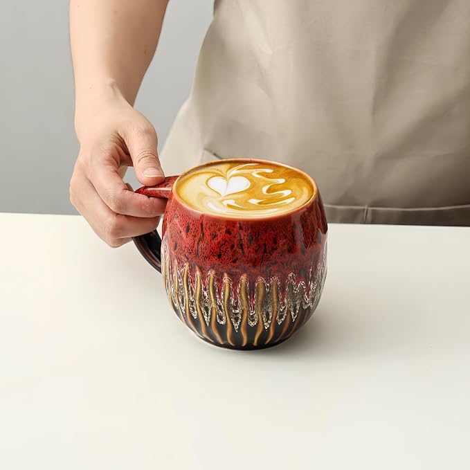 Large Ceramic Coffee Mug - 20oz Big Tea Cup, Red | Large Tea Mug, Microwave Safe, Dishwasher Safe - Image 5