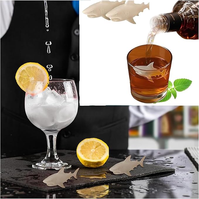 Shark Ice Mold for Whiskey & Cocktails – 3D Shark Silicone Ice Cube Molds with Easy Release, Reusable & Flexible Tray for Drinks, Coffee, Juice, Fun Party & Gift Idea (2)