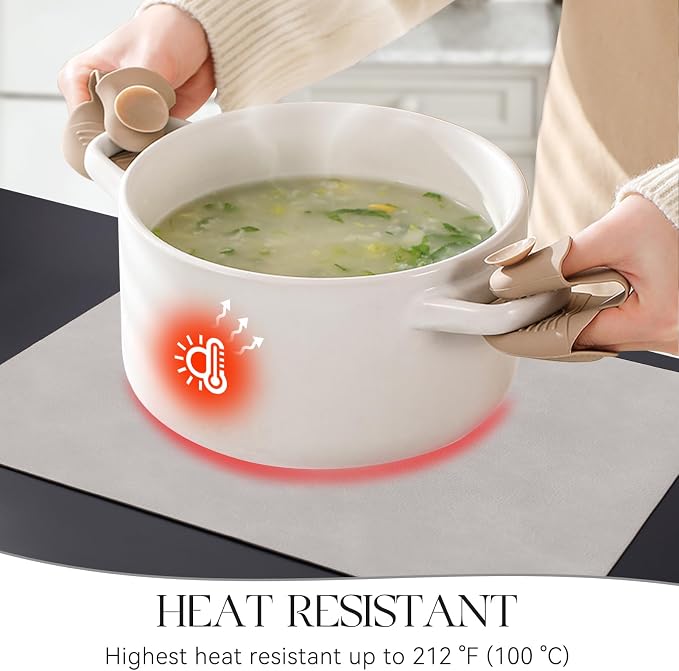 MOSAYT Vinyl Placemats Set of 4-12 X 17 Inch - Faux Leather 100% Waterproof Oil-Proof Wipeable PU Place Mats, Heat Resistant Reversible Table Mats for Kitchen, Dining, Outdoor, Light Grey - Image 3