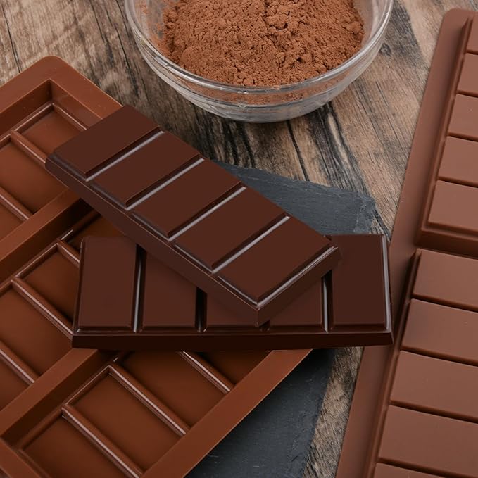 Silicone Chocolate Bar Mold Reusable-Nonstick Baking Molds for Homemade Candy, Ice Cubes, DIY Treats 2 Pack (5 Snap)