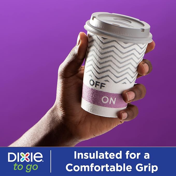 Dixie Paper Coffee Cups With Lids, 12 oz | 14 Count | Pack of 2 | Insulated | For Hot or Cold - Image 4