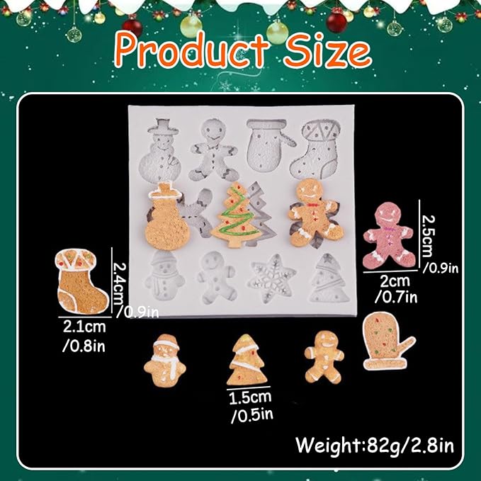 1 Pcs Christmas Silicone Molds Gingerbread Tree Glove Socks Star Chocolate Mold No-Stick Silicone Molds for Baking Jello Molds Cake Jello Cookie Soap Candy Making Supplies