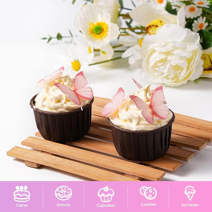 Pink Butterfly Decorations, 60 Pcs Edible Butterflies, edible wafer paper butterflies, pink butterfly for cupcake toppers, cake, ice cream topper - Image 3