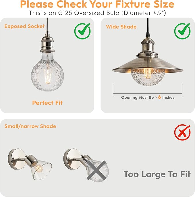 G125 Pineapple Faceted LED Bulb,4W Dimmable E26 Clear Crystal,1 Pack | Vintage Decorative Large Globe Bulb, Gentle Ambient Light, Dim, Ideal For Hotel, Living Room & Commercial Space Decoration - Image 3