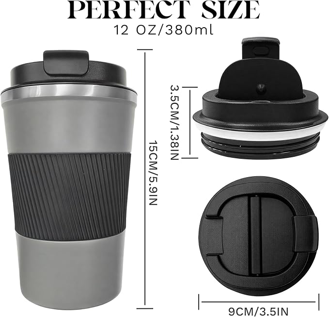 Insulated Travel Coffee Mug, Stainless Steel Coffee Cup with Leakproof Lid | Double-wall insulation keeps drinks hot or cold for hours, with a leakproof lid and portable stainless steel design - Image 3