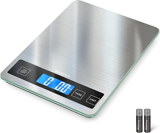 Food Scale, 33lb Digital Kitchen Scale with Stainless Steel & Tempered Glass, 1g / 0.05oz Precise Graduation, Waterproof and Sturdy Surface, for Cooking, Baking, Weight Loss, Meal Prep