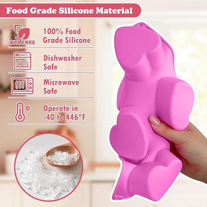 HKNMTT Heart Silicone Molds Valentine's Day for Baking Cake Chocolate Cocoa Bomb, Love Shaped Jello Chocoflan Oreo Moulds, 6 Cavity 2 Pack Soap Craft Oven Safe DIY Handmade Gift Pan - Image 4