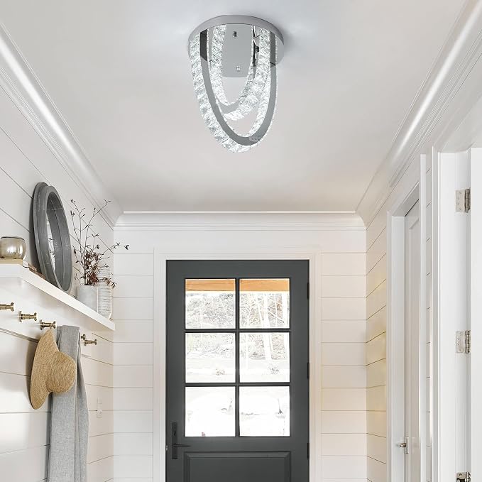 Modern Crystal Ceiling Light Chandelier, Flush Mount Lighting Fixture Pendant Ceiling Lamp Light for Living Room Bedroom Dining Room Hallway - Image 10