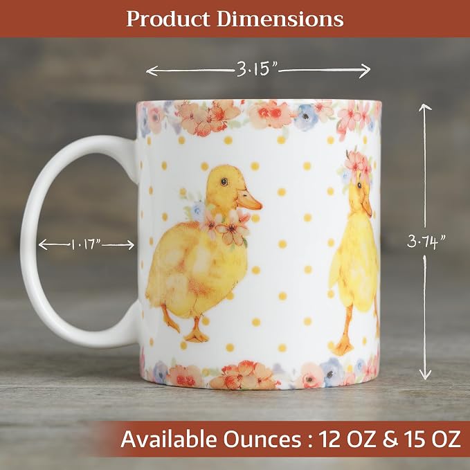 Maison d' Hermine Coffee Mug with Handles Tea Cups (12 Ounce, Pack of 1) | Fine Bone China Coffee Mugs for Hot Beverages Cappuccino Latte Home Spring Summer -Ducklings In Spring - Dancing Ducklings - Image 4