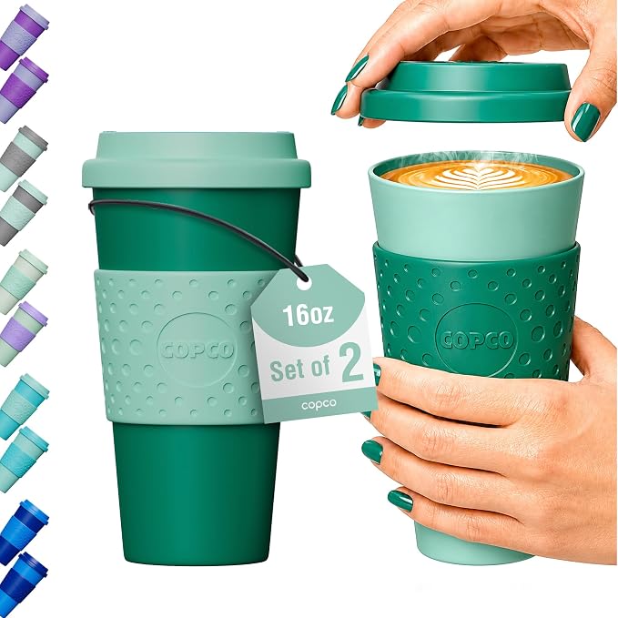 Copco Acadia Travel Mug, 16 Oz - Green & Hunter Green, Set of 2 by Copco
