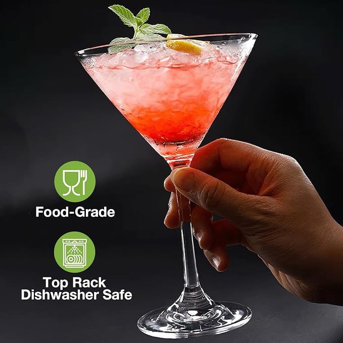 Unbreakable Martini Glasses Set of 6, 10 oz Plastic Martini Cocktail Glasses with Stem, Reusable Cocktail Glasses for Bar, Margarita, Whiskey, Gin, Tequila, BPA-Free, Top Rack Dishwasher-Safe, Clear - Image 4
