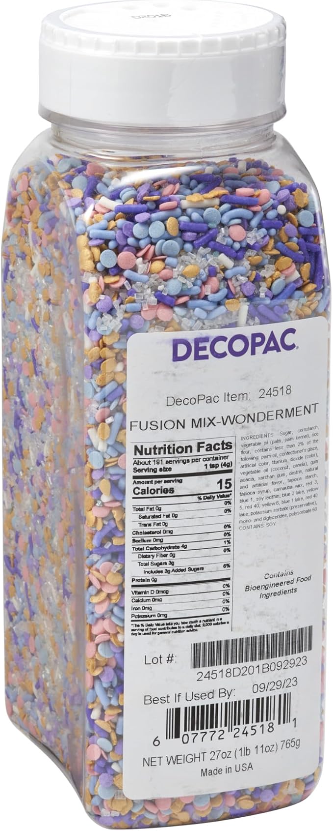 DecoPac Wonderment Fusion Mix Sprinkles, 26oz, Shaped Candy Sprinkles in Handheld Container, Edible Decorations For Celebration Cakes, Cupcakes, Cookies and Donuts by Decopac
