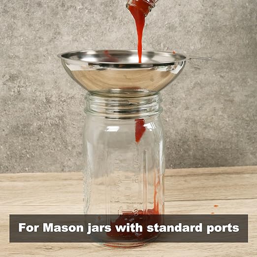 5.7 in X 2.26 in Caliber Stainless Steel Canning Funnel for Regular Caliber Mason Jars - Kitchen Filling Funnel (Without Filter)