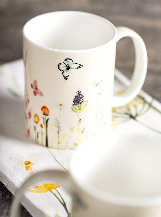 Maison d' Hermine Coffee Mug with Handles Tea Cups (15 Ounce, Pack of 2) | Fine Bone China Coffee Mugs for Hot Beverages Cappuccino Latte Home Restaurant Hotel Spring Summer -Botanical Fresh - Image 7