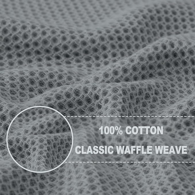 Homaxy 100% Cotton Waffle Weave Kitchen Dish Towels 24-Pack, Grey | 13 x 28 Inches, Ultra Soft Absorbent Dish Towels, Quick Drying Cleaning Towels - Image 2