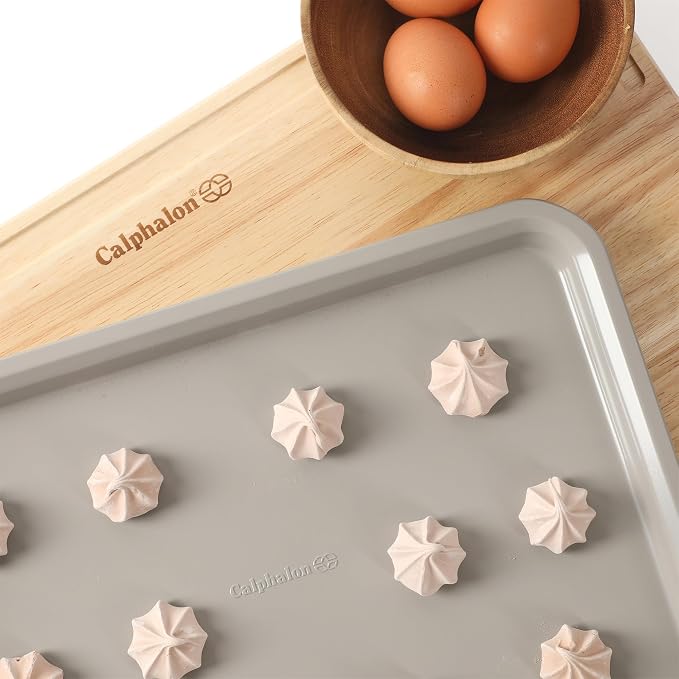 Calphalon Legacy 13 x 9 Inch PFA Free Nonstick Cookie Sheet Baking Pan in Taupe, Durable Heavy Gauge Steel Bakeware for Even Heating, Oven Safe Baking Tray for Cookies - Image 8