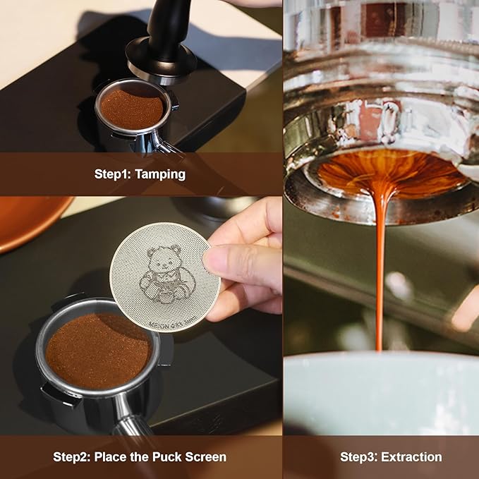 MEION 51mm Espresso Puck Screen-2 Pack 0.8mm Thickness Espresso Filter Screen, Reusable Metal Coffee Filter for Bottomless Portafilter Basket 51mm, Stainless Steel Coffee Puck Screen