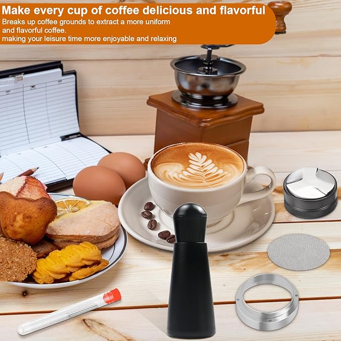 58mm Espresso Accessories Kit, Espresso Distributor, Dosing Funnel and Puck Screen Set, WDT Tool Espresso, Coffee Tamper Espresso Machine Accessories for 58 mm Portafilter Barista Tools