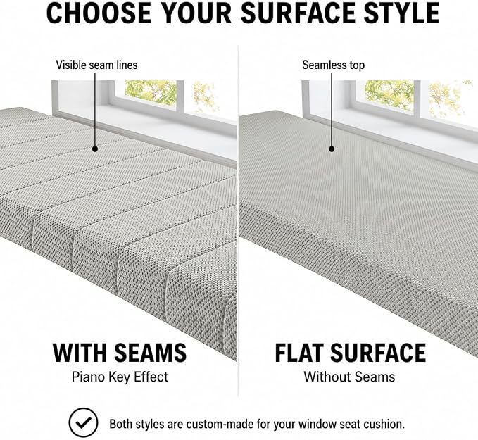 Custom Bay Window Sill Seat Cushion Plump Textured Line Customized Bench Seating Foam Cushions for Indoor Furniture, Mudroom, Reading Nook, Kitchen Dining Room, Anti-Cat, Splash-Proof, Non Slip Bottom - Image 7