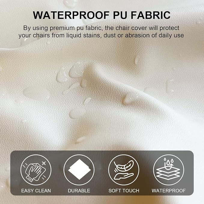 Waterproof Pu Leather Seat Covers for Dining Room Chairs Set of 6,Soft Chairs Seat Slipcovers,Dining Chair Cover Removable Washable Chair Protector Cover Stretch Kitchen Chair Covers - Image 2