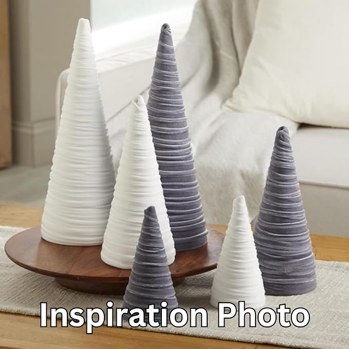 Your Heart's Content Light Ivory Velvet Trees Set of 3, Classic Valentine Tree Tabletop, Winter White Wedding Centerpiece, Elegant Tablescape, Cozy Mantel Accent (Light Ivory) - Image 6