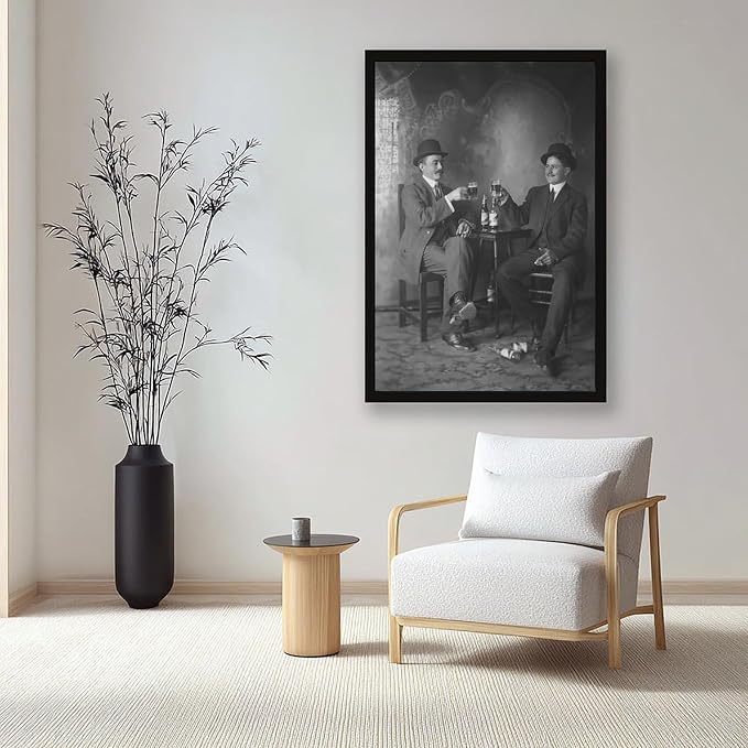 UXCBIA Two Men Drinking Beer, Vintage Black And White, Alcohol Prohibition Poster Canvas Poster Wall Art Decor Print Picture Paintings for Living Room Bedroom Decoration Black Frame 24x36in(60x90cm) - Image 7